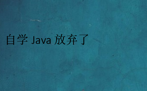 自學Java放棄了