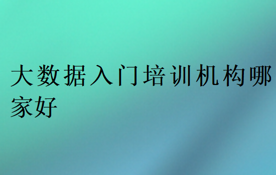 大數據入門培訓機構哪家好