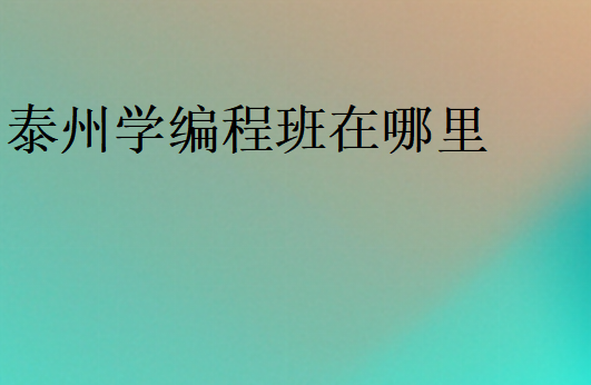 泰州哪里學軟件編程好